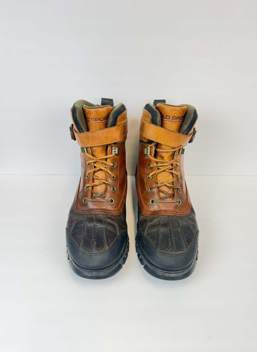 Polo Sport Ralph Lauren MG1613 Vintage Brown Leather Duck Boots Men Size 12D